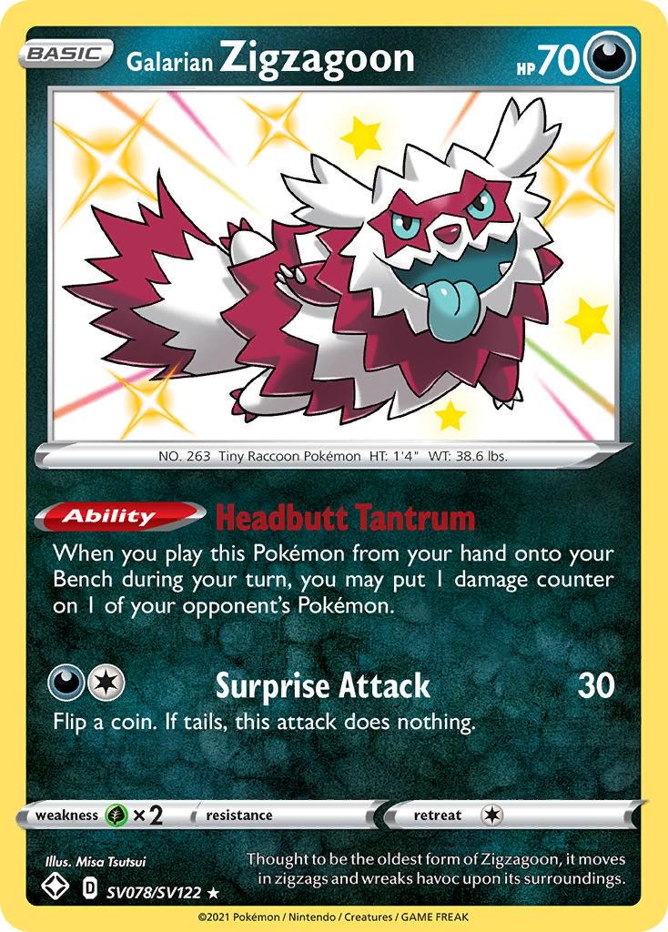 Shining Fates Galarian Zigzagoon Pokémon card